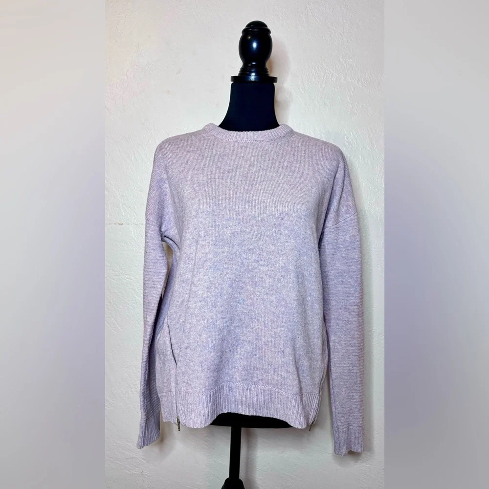 J. CREW 100% Wool Zippered Crew Neck Sweater Multicolor Lilac Women's Size Small